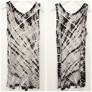 Lux Basics Sleeveless Tie-dye Tunic Mini Dress Medium Black Grey